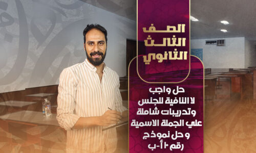 حل واجب لا النافية للجنس وتدريبات شاملة علي الجملة الاسمية و حل نموذج رقم 10 أ-ب  – ثالثة ثانوي